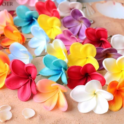 10PCS Real Touch Artificial Plumeria Flowers with Stem Apricot