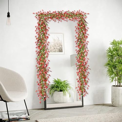 Red and Pink Spring Flower Garland Decor