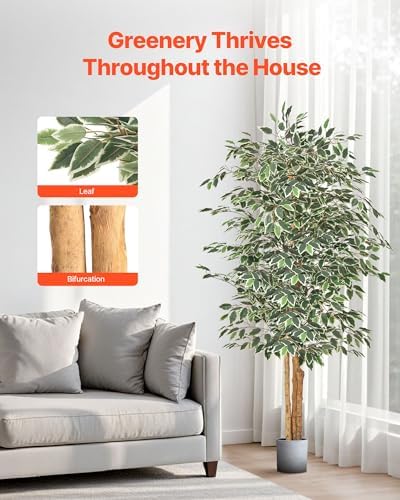 VEVOR 6FT Artificial Ficus Tree with Black Pot
