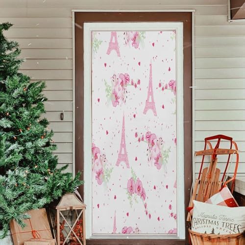 Susiyo Romantic Paris Pink Halloween Door Cover