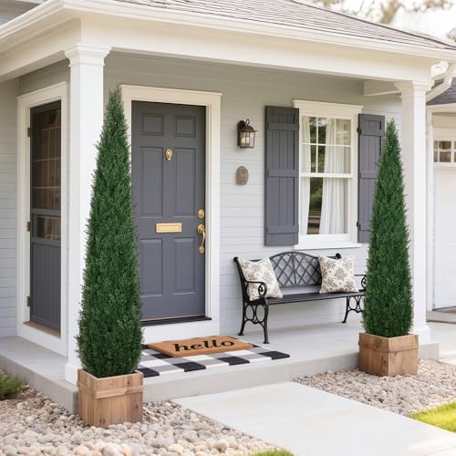 Artificial Cedar Topiary Trees Set of 2