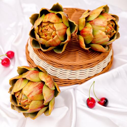 3Pcs Large Faux Artichoke Home Decor Artificial Vegetable Bowl Filler