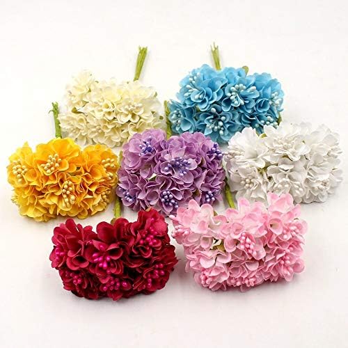 MountRuby 12PCS Gray Artificial Cherry Plum Stamen Bouquet