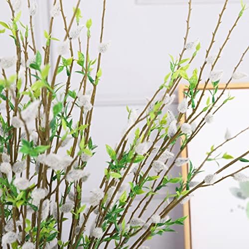 Firlar 6PCS Artificial Silver Pussy Willow Branches 33 Inch