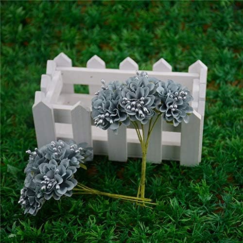 MountRuby 12PCS Gray Artificial Cherry Plum Stamen Bouquet