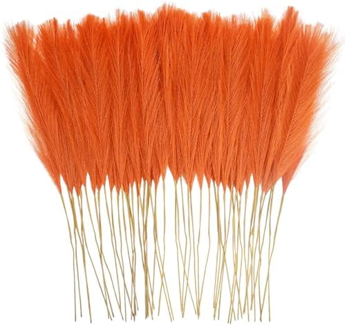 50pcs Burnt Orange Artificial Pampas Grass Decor
