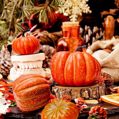Gresorth 4 PCS Artificial Pumpkin Fall Decoration