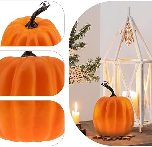 Woration 5 Inch Artificial Orange Pumpkin Decor