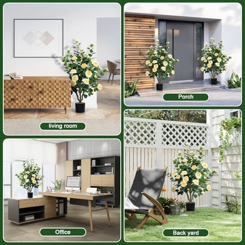 Artificial Camellia Tree 2 Pack 42 Inch Faux Floral Plants
