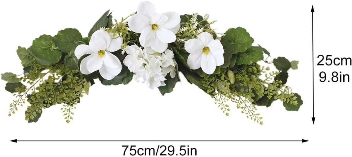 Veesper 295 Inch Artificial White Magnolia Flower Garland Wreath