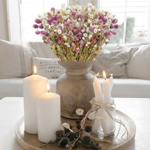 Artificial Flower Bouquet Pink Globe Amaranth Dried Flowers