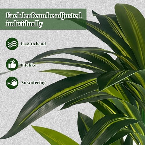 Realistic Artificial Dracaena Tree 5FT with White Planter
