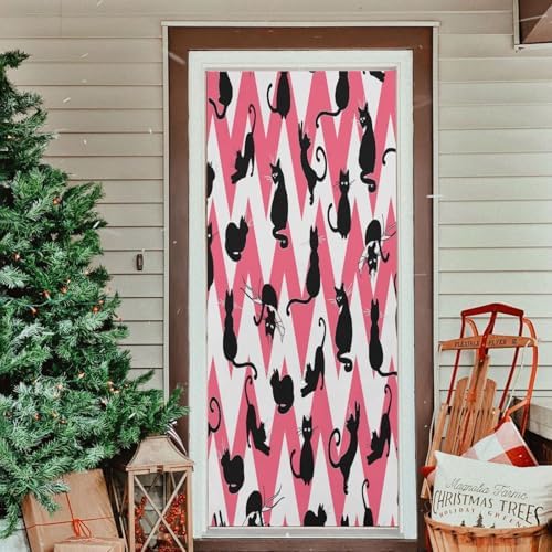 Susiyo Charming Black Cat Halloween Door Cover 32x79in