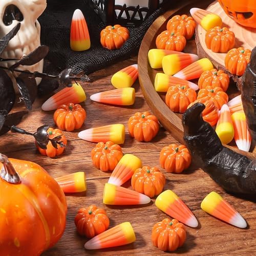 70pcs Halloween Mini Resin Pumpkins Candy Corn Decorations