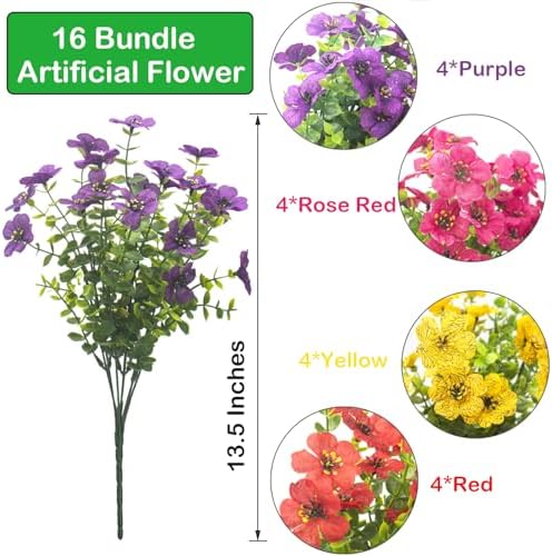 AITISOR 16 Packs Artificial Daisy Flowers Mix Color