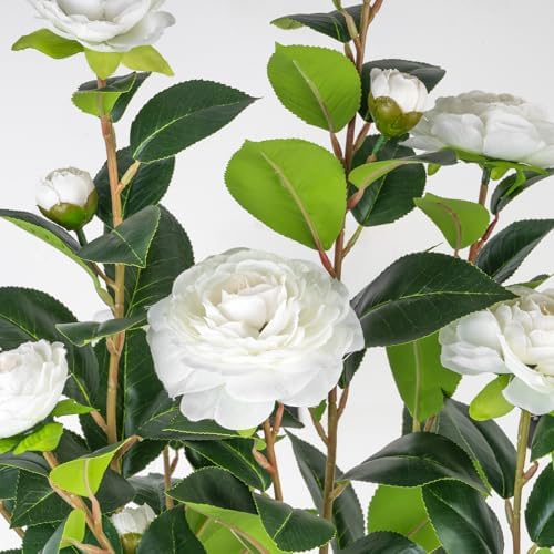 Berdkaba Artificial Camellia Tree 2 Pack White 3FT Set