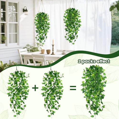DomeStar 2PCS Fake Hanging Plants Ivy Vines Decor
