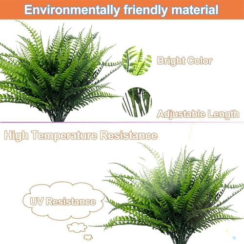 TURNMEON 8 Bundle Artificial Ferns Outdoor Decor