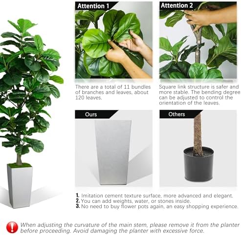 Artificial Fiddle Leaf Fig Tree 6ft with White Planter