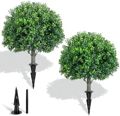 Artificial Boxwood Topiary Ball Tree 2 Pack