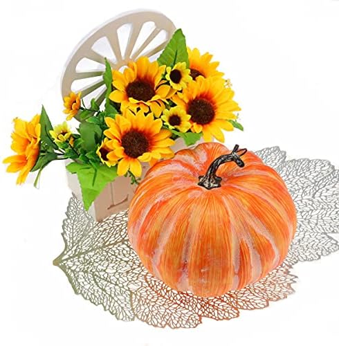 Woration Fake Pumpkin Decoration 84 Inch Yellow Artificial Vegetable