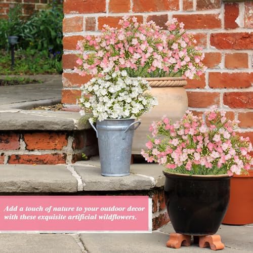 UV Resistant Plastic Hydrangea Flowers 4pcs Pink