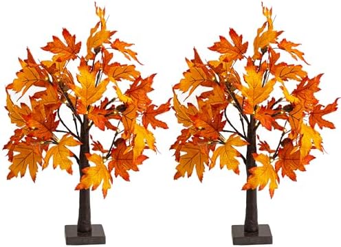 Dazzle Bright 2 Pack 24 Inch Lighted Maple Tree Decorations