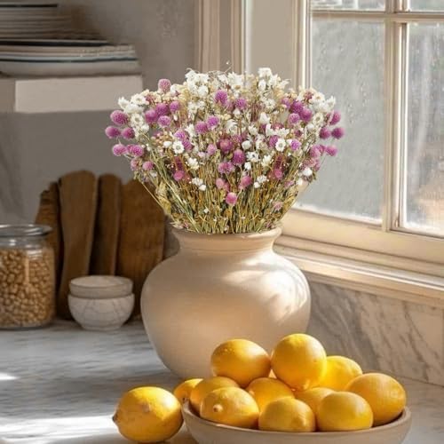 Artificial Flower Bouquet Pink Globe Amaranth Dried Flowers