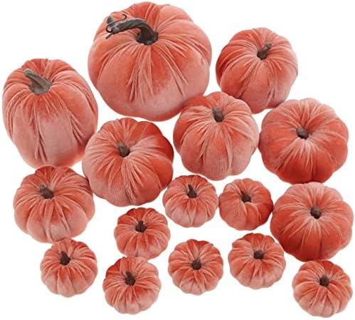 16Pcs Artificial Velvet Pumpkins Halloween Autumn Decor Thanksgiving Centerpiece