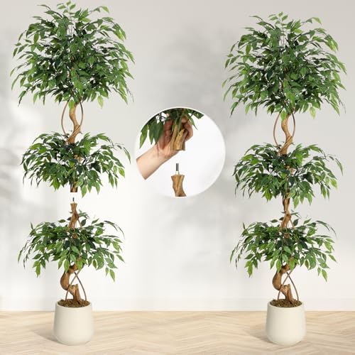 GarveeHome 6 Feet Ficus Artificial Tree with Curved Trunk