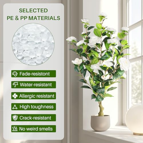 Berdkaba Artificial Camellia Tree 2 Pack White 3FT Set