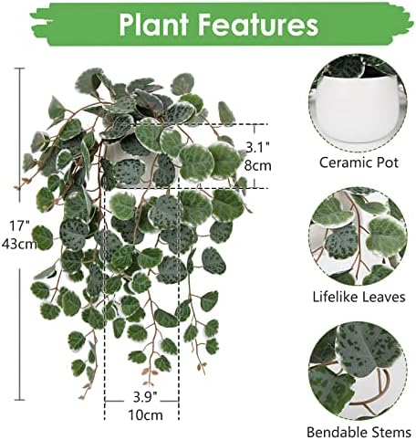 Briful Artificial String of Hearts Plants 16 with Ceramic Pot