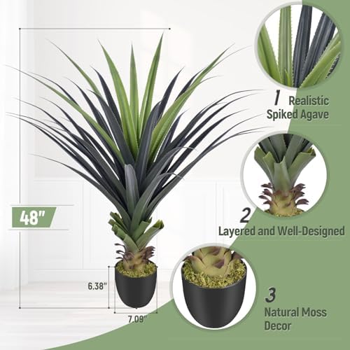 4ft Artificial Spiked Agave Plant Set of 2