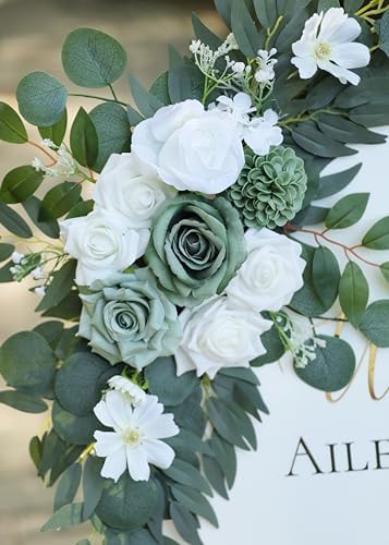 Udoula Artificial Sage Green Wedding Arch Flowers Swags Set of 2