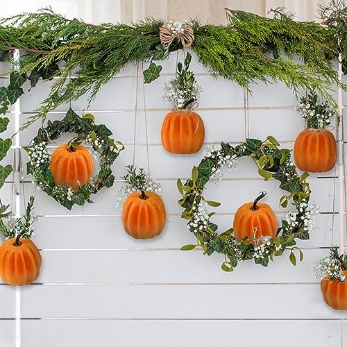 Woration 5 Inch Artificial Orange Pumpkin Decor