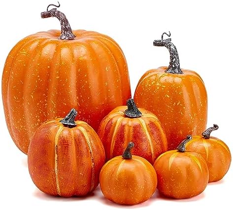 7Pcs Artificial Pumpkins Halloween Decoration Set