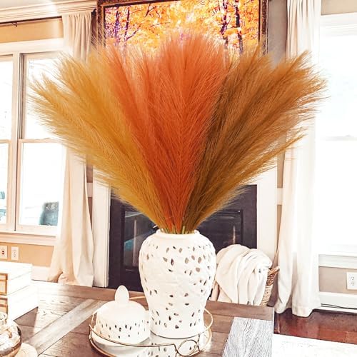 Agusbagli 30pcs Orange Pampas Grass Vase Filler
