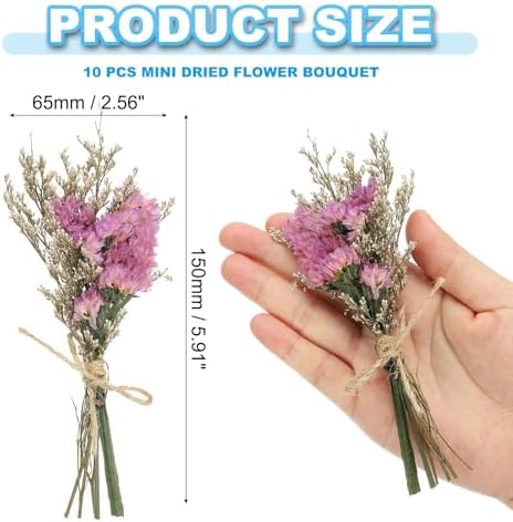 PATIKIL Mini Dried Flower Bouquet Pink Boho Decor