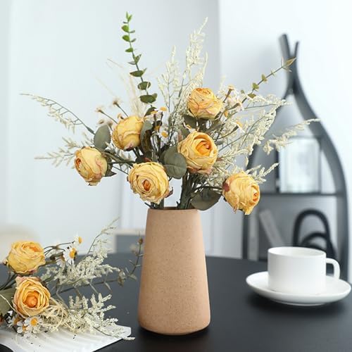 EAZHOP Natural Dried Rose Bouquet 6 Flowers Set 14 Inches