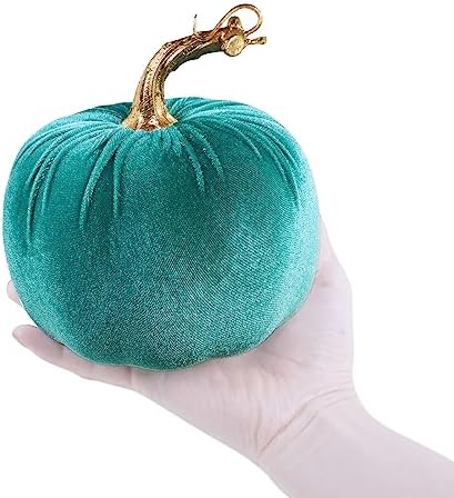 Winlyn 4 Pcs Assorted Velvet Pumpkins Decor