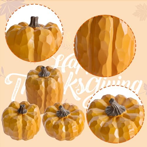 Winemana Artificial Yellow Pumpkin Centerpiece Set of 3