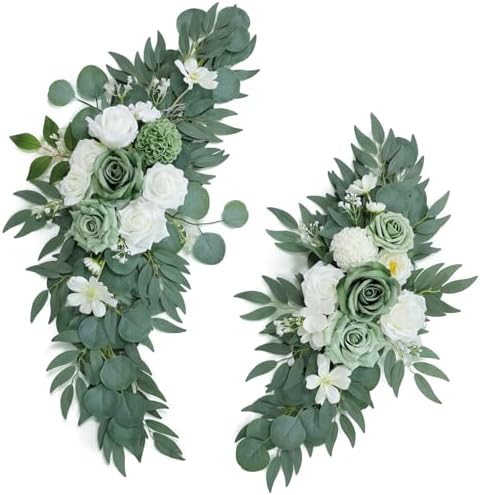 Udoula Artificial Sage Green Wedding Arch Flowers Swags Set of 2