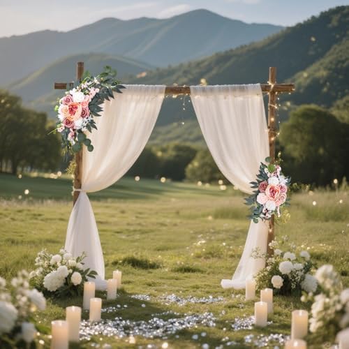 2 Pack Artificial Wedding Arch Flowers Pink White