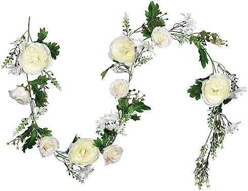 Lvydec 6ft Artificial White Peony Garland