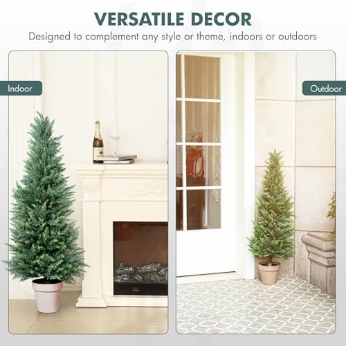 DRAY 2-Pack Faux Cypress Topiary Trees 4ft Tall