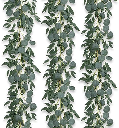 3Pcs Fake Eucalyptus Vines 65FT Silk Ivy Garland Artificial Plants