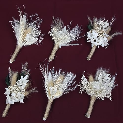 Rinlong Assorted Dried Flower Boutonnieres 6 Pcs