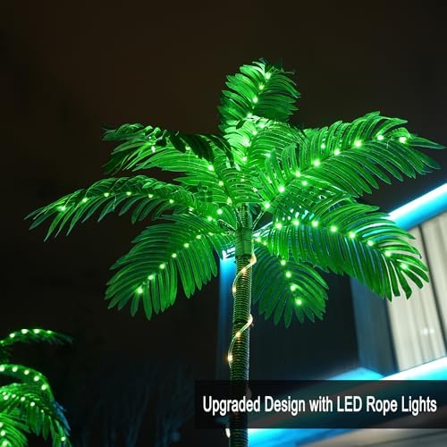 7FT Lighted Artificial Palm Tree with 3 Trunks and 260 LED Lights