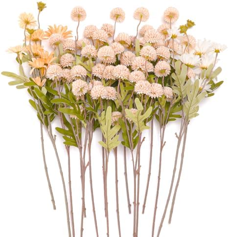 16 Pcs Realistic Dandelion and Chrysanthemum Stems for Wedding Centerpieces