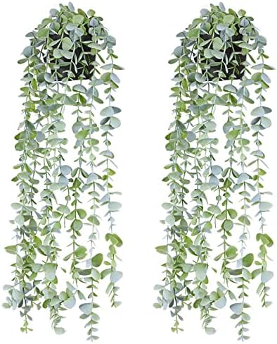 BACAMA Fake Hanging Eucalyptus Plants Pack of 2 236 Inch